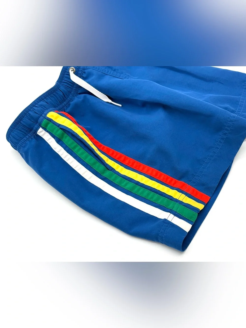 EUC Hanna Andersson Little Boys Rainbow Stripes Swim Trunks / Shorts in Blue 6-7
